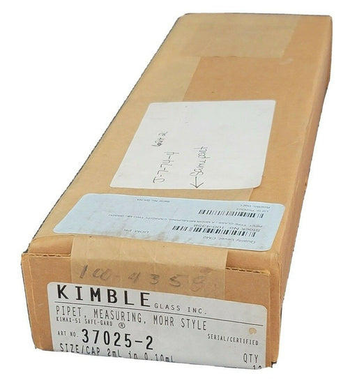 BOX OF 12 SEALED KIMBLE GLASS INC. 37025-2 PIPET, MEASURING, MOHR STYLE 2mL IN 0