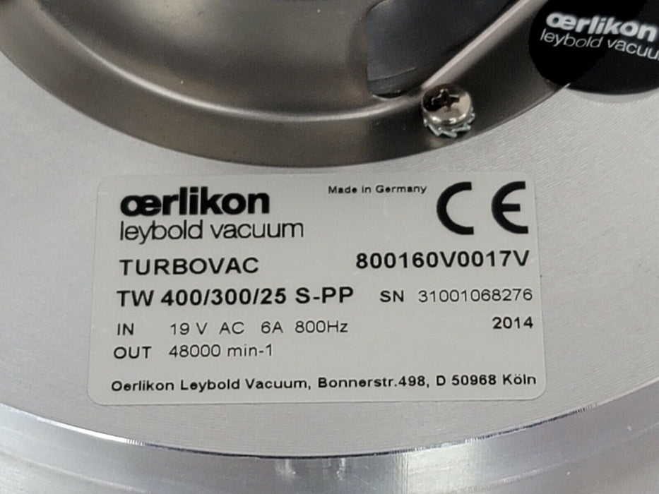 REMANUFACTURED OERLIKON LEYBOLD TW 400/300/25 S-PP VACUUM TURBOVAC 800160V0017V