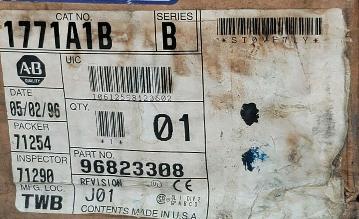 NEW ALLEN BRADLEY 1771-A1B  SER B 4 SLOT I/O CHASSIS 96823308