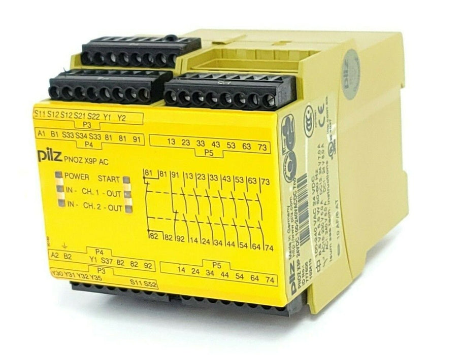 PILZ PNOZ-X9P-24VDC-100-240VACDC-7NO SAFETY RELAY ID NO. 777606