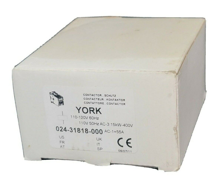 NIB YORK 024-31818-000 CONTACTOR 110-120V 60HZ 110V 50HZ, 02431818000