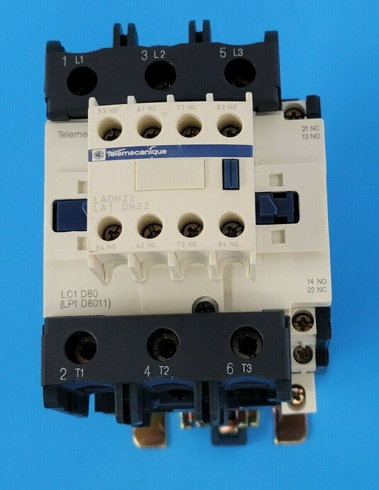 TELEMECANIQUE LP1-D8011-BD CONTACTOR 3-POLE 24VDC COIL W/ LADN22