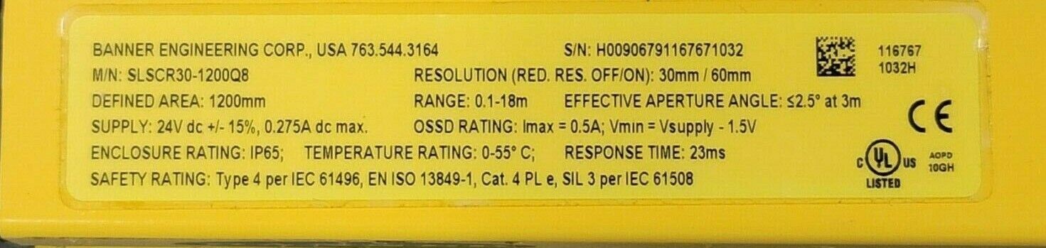 BANNER SLSCR30-1200Q8 EZ-SCREEN CASCADE RECEIVER
