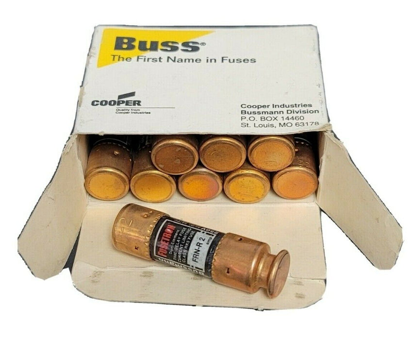 BOX OF 9 NEW COOPER BUSSMANN FRN-R-2 FUSETRON CLASS RK5 FUSES FRNR2