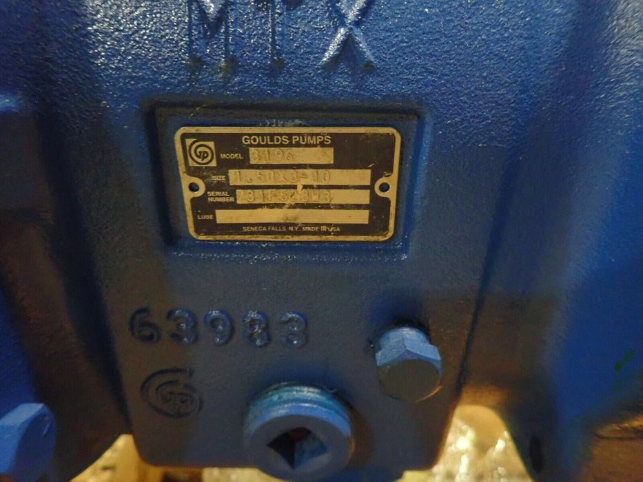 NEW GOULDS PUMPS 3196 MTX 1.50X3-10 CENTRIFUGL PUMP 3196-1.5X3-10