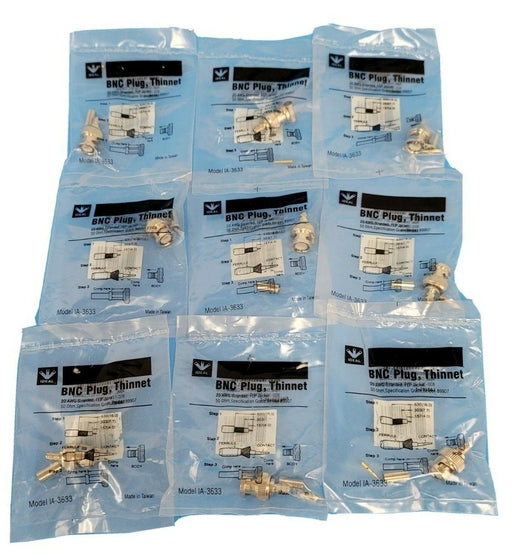 LOT OF 9 NEW IDEAL IA-3633 BNC PLUG, THINNET