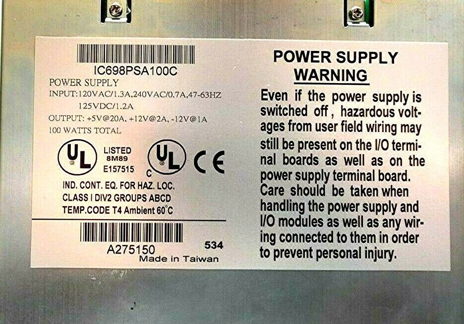 USED GE FANUC IC698PSA100C PACSystems RX7i POWER SUPPLY MODULE 100W AC