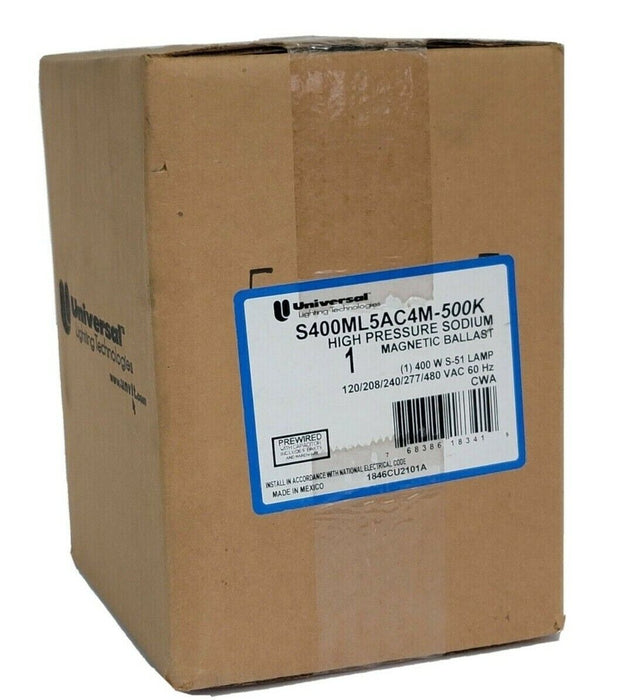 NIB UNIVERSAL S400ML5AC4M-500K HIGH PRESSURE SODIUM MAGNETIC BALLAST