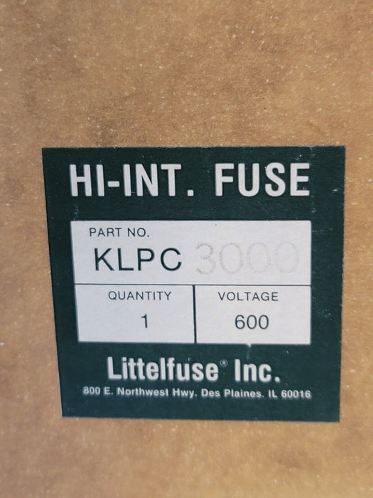NIB LITTELFUSE KLPC3000 HI-INT. FUSE 600V