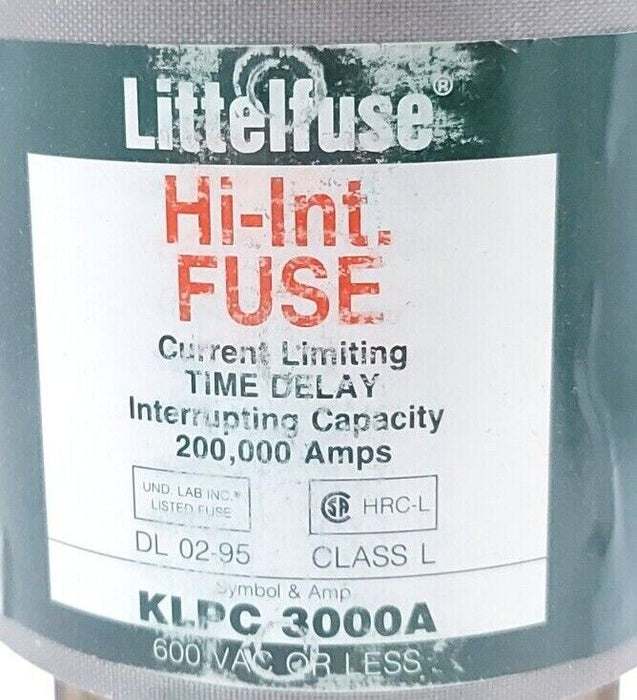 NIB LITTELFUSE KLPC3000 HI-INT. FUSE 600V
