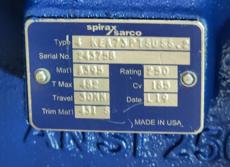 NEW SPIRAX SARCO 4" KEA73PTSUSS.2 ACTUATOR PN9336E W/ SP400 SMART POSITIONER