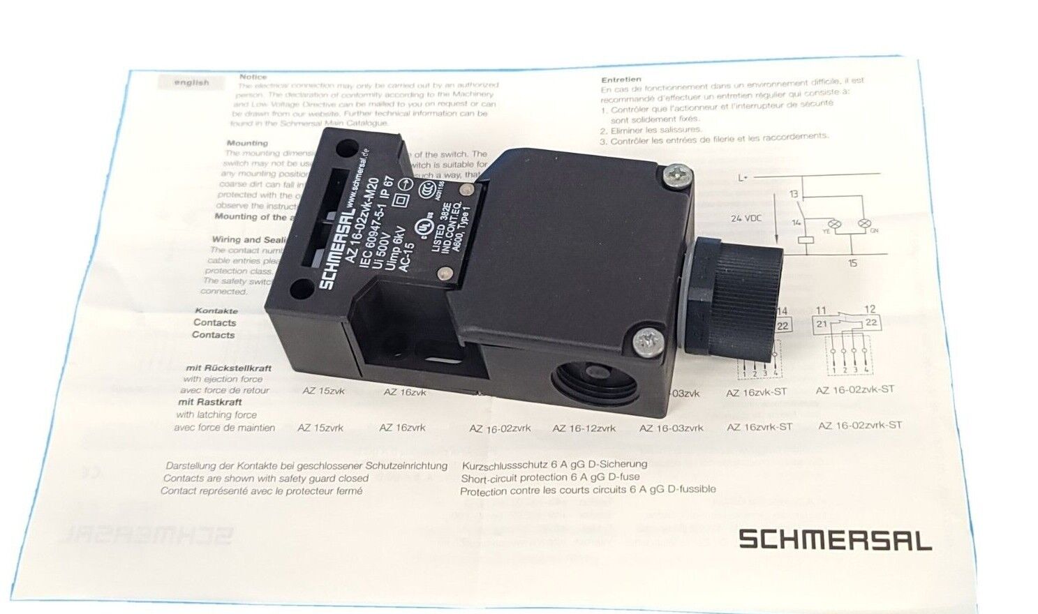 NEW SCHMERSAL AZ 16-02ZVK-M20 SAFETY INTERLOCK SWITCH