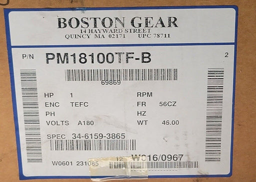 NEW BOSTON GEAR PM18100TF-B 1HP ELECTRIC MOTOR 34-6159-3865 TEFC PM18100TFB