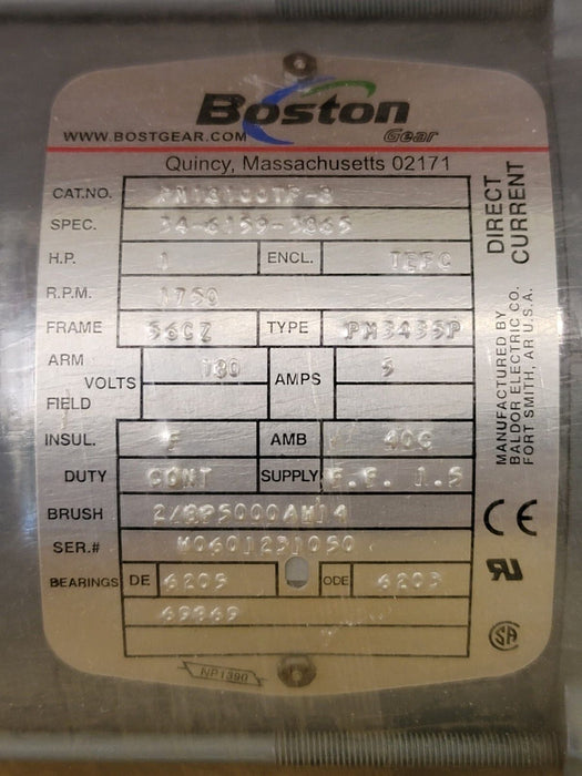 NEW BOSTON GEAR PM18100TF-B 1HP ELECTRIC MOTOR 34-6159-3865 TEFC PM18100TFB