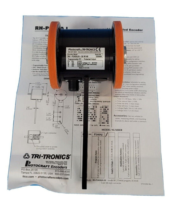 NIB DATALOGIC 1000019875 TACHOMETER 8-30 VDC SUPPLY POWER 20 FOOT CABLE