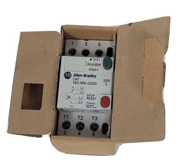 NEW ALLEN BRADLEY 140-MN-0250 /C MANUAL STARTER/CIRCUIT BREAKER 140MN0250