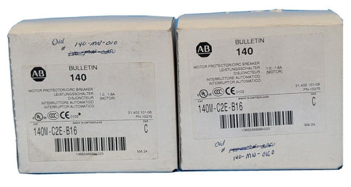 LOT OF 2 NIB ALLEN BRADLEY 140M-C2E-B16 MOTOR PROTECTOR/CIRC. BREAKER SER. C