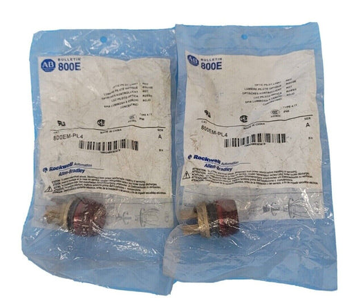 LOT OF 2 NEW IN BAG ALLEN BRADLEY 800EM-PL4 RED OPTIC PILOT LIGHTS SER. A