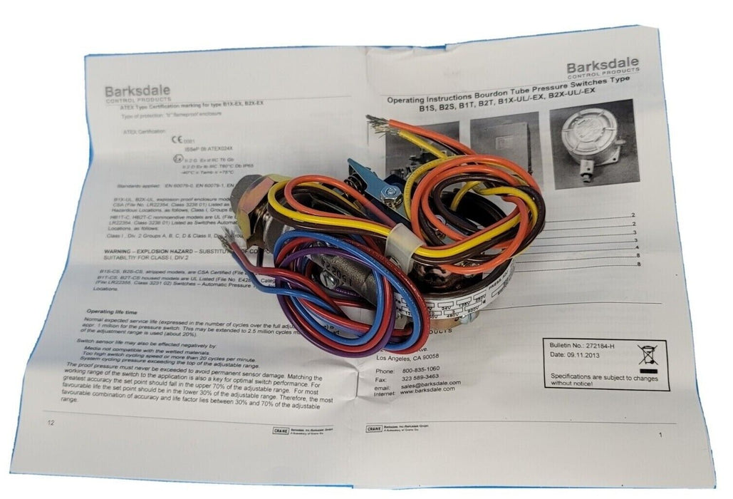 NEW BARKSDALE B2S-H48SS B2S SERIES PRESSURE SWITCH B2SH48SS