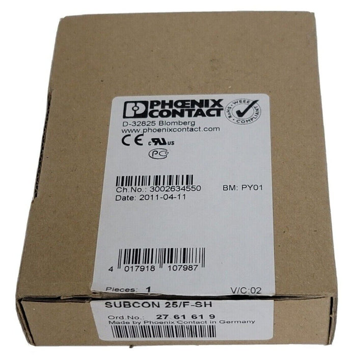 NIB PHOENIX CONTACT SUBCON 25/F-SH ORD. NO. 2761619 D-SUB CONNECTOR