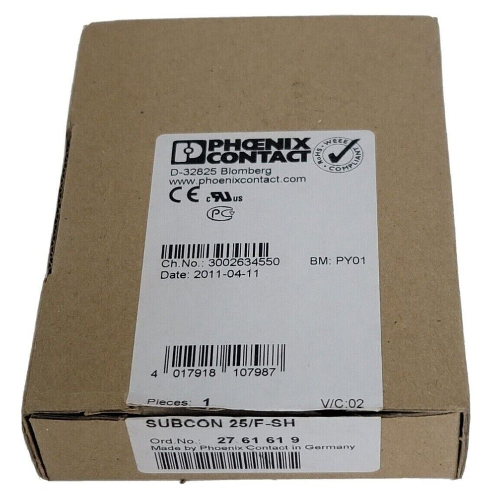NIB PHOENIX CONTACT SUBCON 25/F-SH ORD. NO. 2761619 D-SUB CONNECTOR