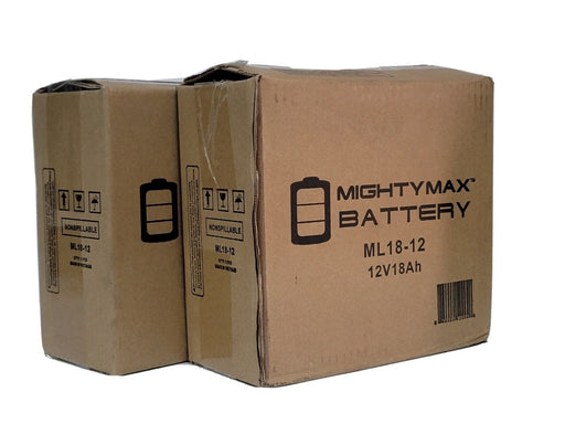 LOT OF 2 NEW MIGHTY MAX ML18-12 BATTERIES 12V 18Ah ML1812