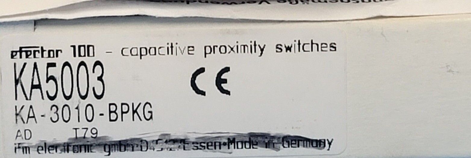 NIB IFM EFECTOR KA-3010-BPKG PROXIMITY SWITCH CAPACITIVE KA5003, 10-36VDC