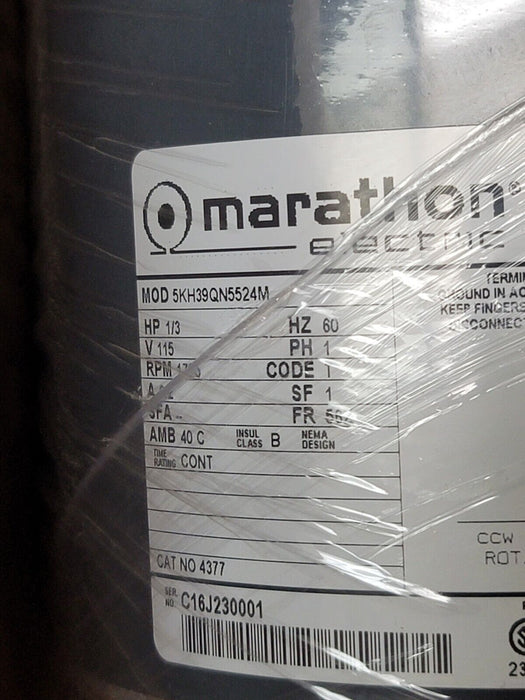 NIB MARATHON 5KH39QN5524 MOTOR HP: 1/3 RPM: 1725 PHASE: 1