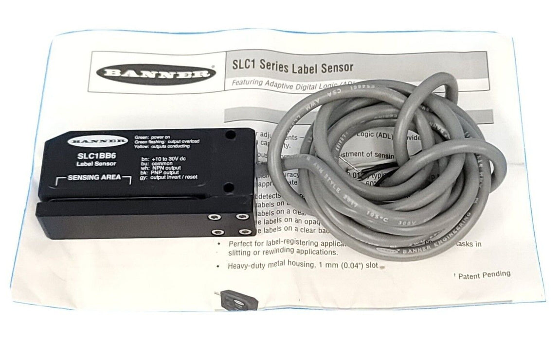 Lean Label Sensor BANNER SLC1BB6 LABEL SENSOR 10-30 VDC INPUT — PremiumPLC