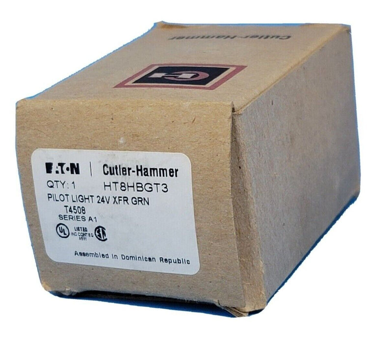 NIB EATON CUTLER-HAMMER HT8HBGT3 PILOT LIGHT 24V XFR GRN