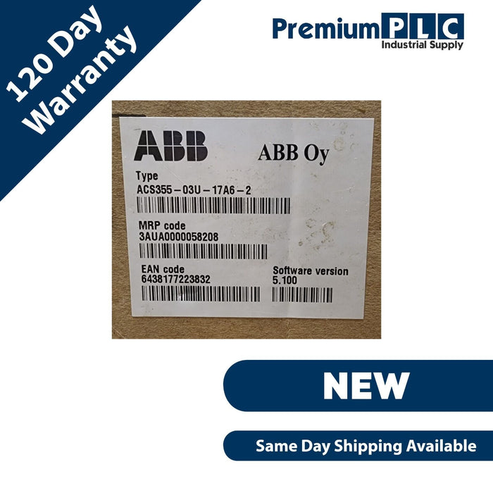 NEW ABB ACS355-03U-17A6-2+J400 AC DRIVE 5HP 3-PHASE ACS355-03U-17A6-2