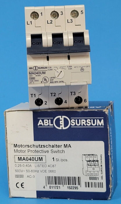 NEW ALTECH CORP/ABL MA040UM MOTOR PROTECTION CIRCUIT BREAKER 0.25-0.40A 3P