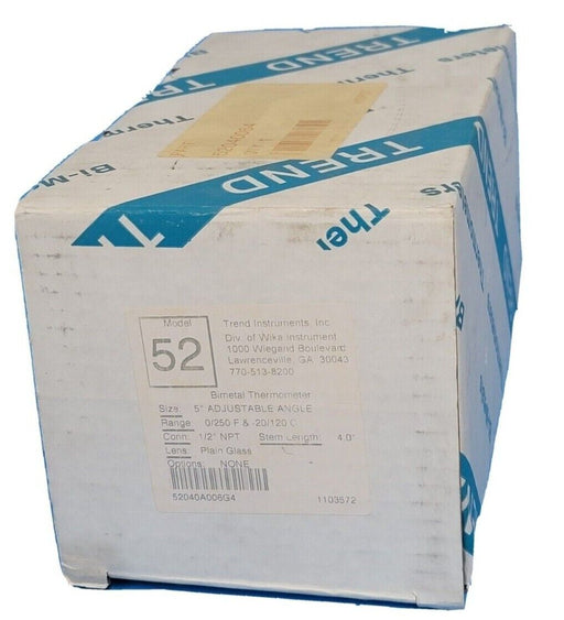 NEW TREND INSTRUMENTS WIKA MODEL 52 5'' BIMETAL THERMOMETER 1/2''NPT