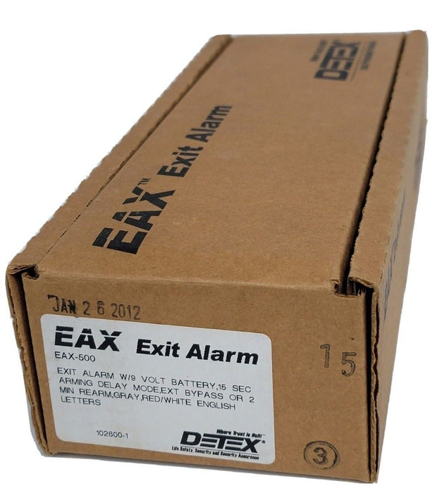 NEW DETEX EAX-500 EAX EXIT ALARM W/ 9V BATTERY GRAY 102600-1 EAX500