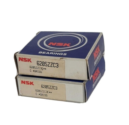 LOT OF 2 NIB NSK 6205ZZC3 DEEP GROVE BALL BEARINGS
