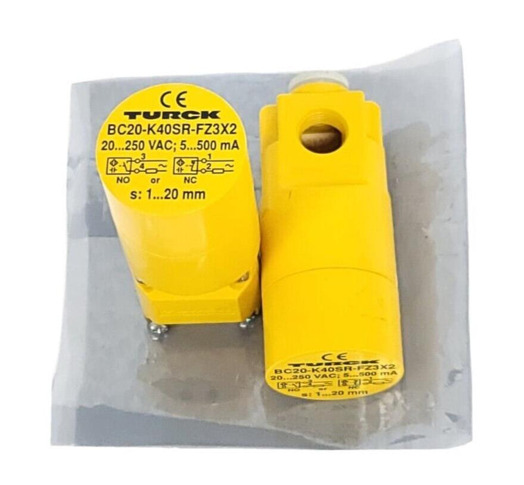 LOT OF 2 TURCK BC20-K40SR-FZ3X2 EMBEDDABLE CAPACITIVE SENSORS