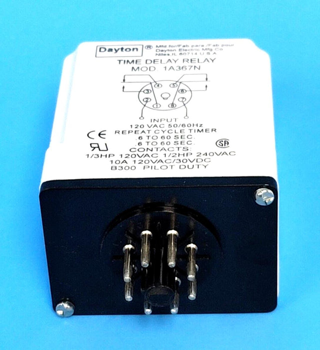 DAYTON 1A367N TIME DELAY RELAY .6 TO 60 SEC.