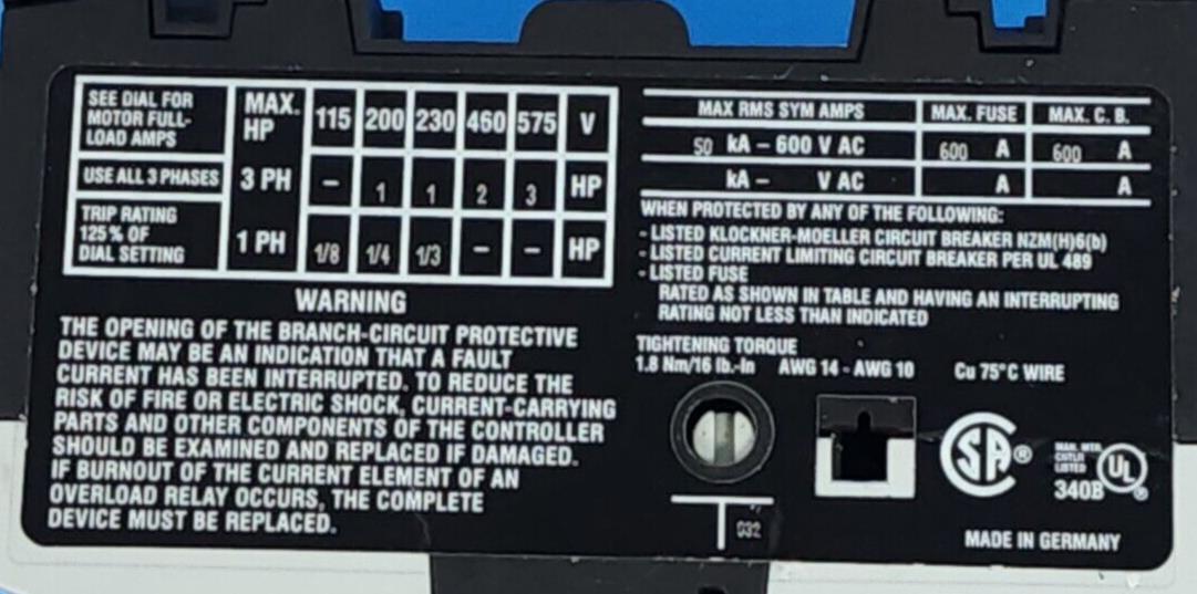NEW MOELLER PKZM0-4 CIRCUIT BREAKER PKZ SERIES 2.5-4 A