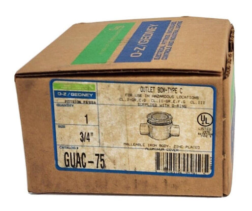 NEW O-Z/GEDNEY GUAC-75 / GUAC75 3/4'' EXPLOSION PROOF OUTLET BOX TYPE C