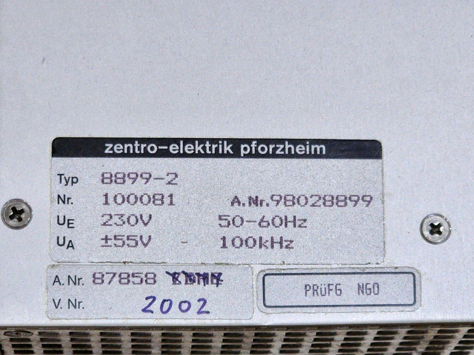 NEW ZENTRO-ELEKTRIK 8899-2 POWER SUPPLY 100081 98028899 230V 100kHz A1110234042