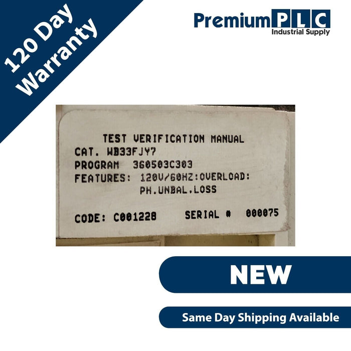 NEW CUTLER HAMMER WB33FJY7 SIZE 3 STAND ALONE RELAY 2A95040E06 MODEL: E.001