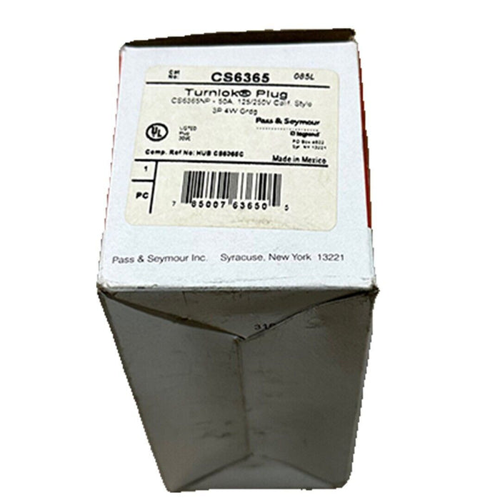 NEW PASS & SEYMOUR CS6365 TURNLOK PLUG CS6365NP 50A 125/250V 3P 4W