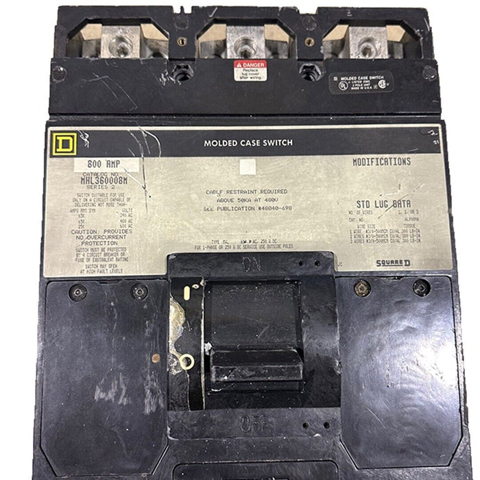 FOR PARTS SQUARE D MHL360008M SERIES 2 MOLDED CASE CIRCUIT BREAKER 800A 600V 3P