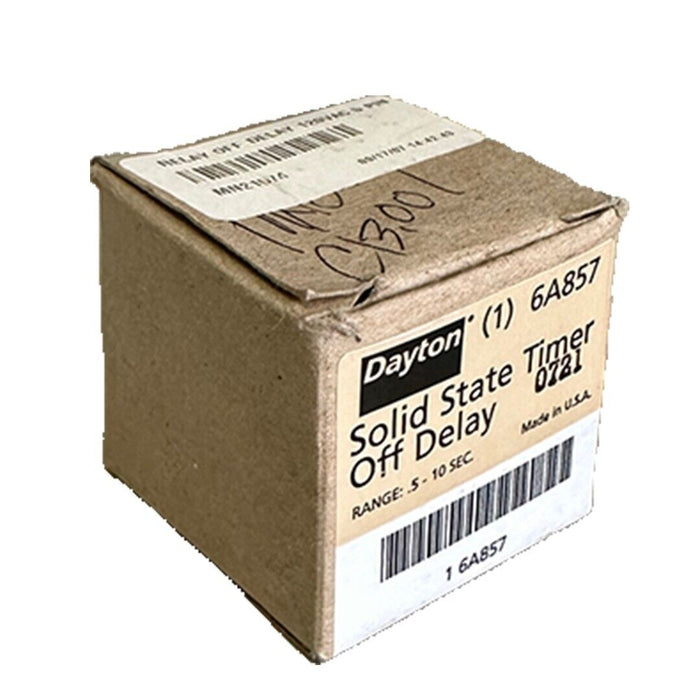 NEW DAYTON 6A857 SOLID STATE TIMER OFF DELAY RELAY .5-10 SECONDS