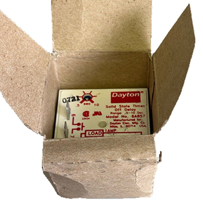 NEW DAYTON 6A857 SOLID STATE TIMER OFF DELAY RELAY .5-10 SECONDS