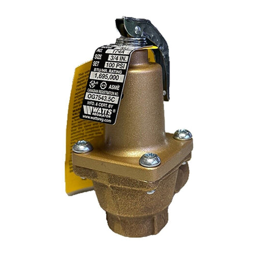 NEW WATTS 0274683 3/4'' 174A 100 ASME PRESSURE SAFETY RELIEF VALVE BRONZE RAISED