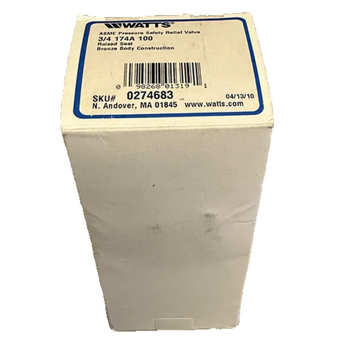 NEW WATTS 0274683 3/4'' 174A 100 ASME PRESSURE SAFETY RELIEF VALVE BRONZE RAISED