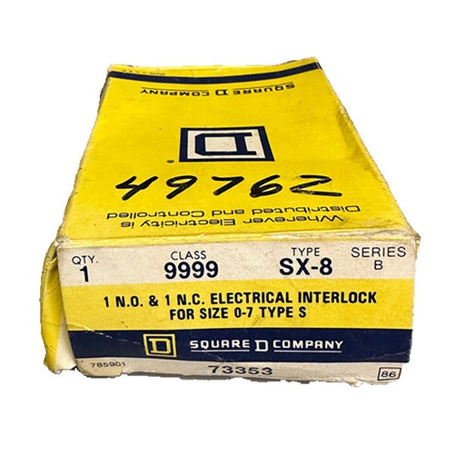 NEW SQUARE D 9999-SX-8 / 9999SX8 SERIES B ELECTRICAL INTERLOCK FOR SIZES 0-7
