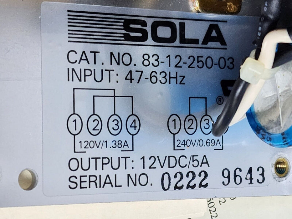NEW SOLA 83-12-250-03 POWER SUPPLY 12VDC/5A