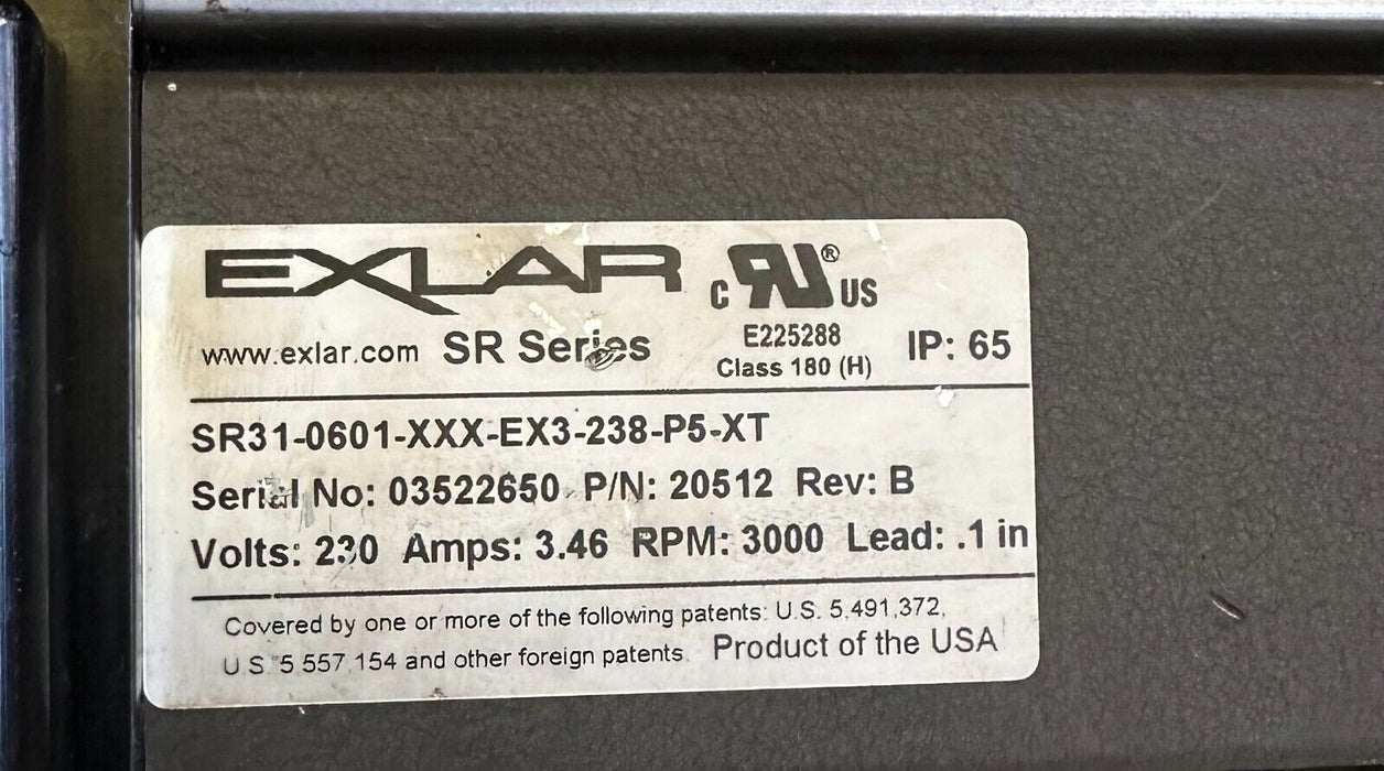 EXLAR SR31-0601-XXX-EX3-238-P5-XT SR SERIES 20512 REV. B SERVO ACTUATOR W/ CABLE